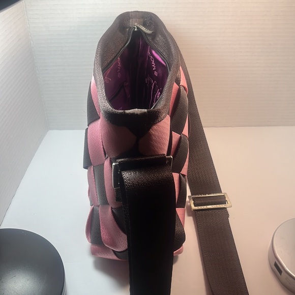 Maggie Bags Pink/Brown Genuine Seat Belt Webbing Medium Handbag/Shoulder Bag - Picture 9 of 11